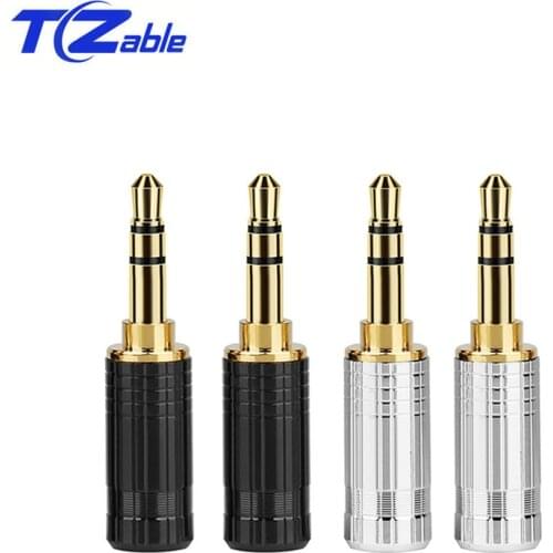 3.5MM Jack Headphones Audio Connector 3.5 Stereo Mini Three-Section Assembly Plug Aperture 6.0mm Audio Plug Adapter Black Silver
