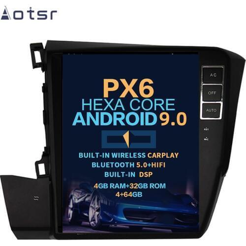 Aotsr Tesla 10.4"Vertical screen Android 9.0 Car DVD Multimedia player GPS Navigation For Honda Civic 2012-2015 wireless carplay