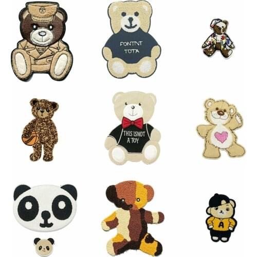 Large embroidery big bear animal cartoon patches for clothing DE-33