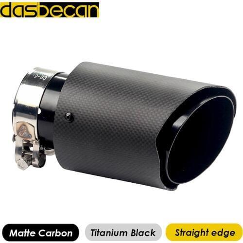 Dasbecan Glossy 3k Carbon Straight Edge Titanium Black Tail Pipes Stainless Steel End Muffler Exhaust Pipe Car Styling Universal