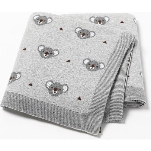 Baby Blankets Cute Cartoon Koala Infant Kids Sofa Plaid Bedding Quilt Cotton Knit Newborn Girl Boy Stroller Soft Swaddle Wrapper