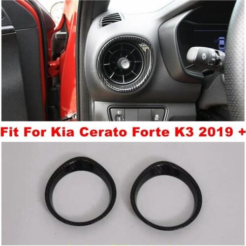 For Kia Cerato Forte K3 2019 - 2021 Dashboard Side Air AC Outlet Vent Decor Ring Cover Trim ABS Carbon Fiber Look Accessories