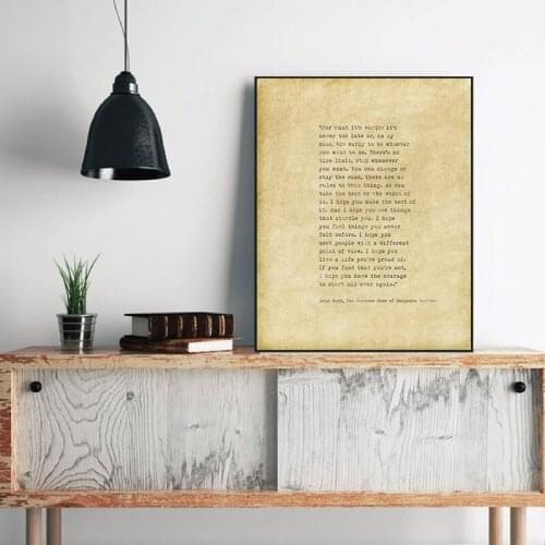 F. Fitzgerald Benjamin Button Print For what its worth Inspirational Quote Vintage Poster Wall Art Canvas Painting Home Decor