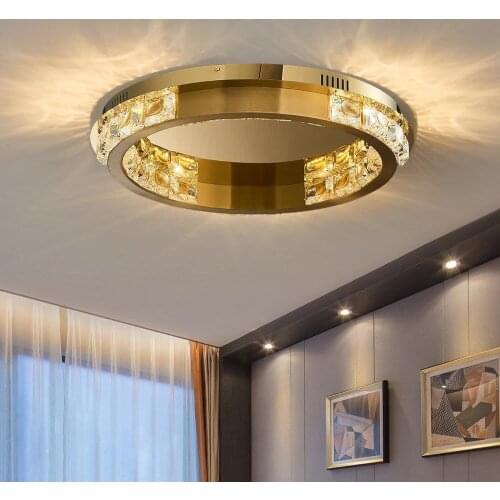 Modern Led Crystal Chandelier for Ceiling Living Dining Room Crystal Lamp Cricle Stainless Steel Cristal Lustre Lighting Fixture