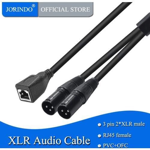 JORINDO 0.5M-1.64FT Extend RJ45 female interface to dual XLR male audio signal transmission line
