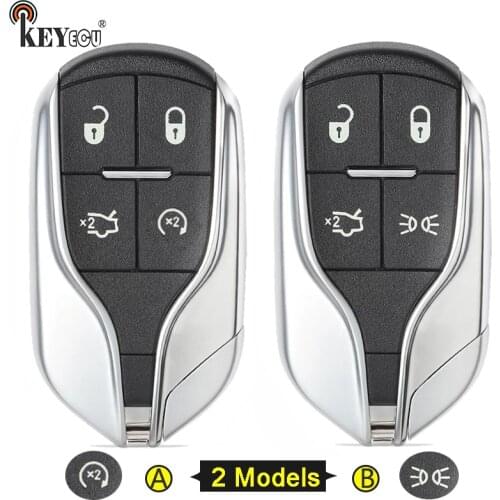 KEYECU for Maserati Ghibli Quattroporte FCC ID: M3N-7393490 Replacement 4 Button Smart Remote Car Key Shell Case Fob