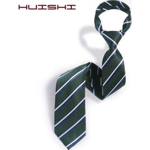 HUISHI Office Tie Fashion Striped Mens Ties Green Pink Blue Grey Classic Necktie Leisure Business Wedding High Quality 8cm Neck