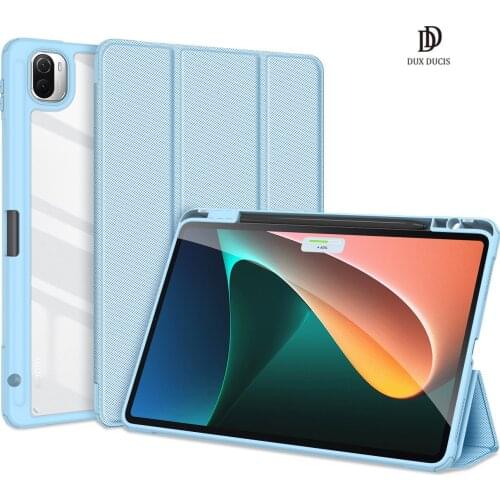 DUX DUCIS Tablet Leather Case For Xiaomi Pad 5 Pro Case Smart Sleep Wake Toby Series with Pencil Holder Trifold Stand Clear Back