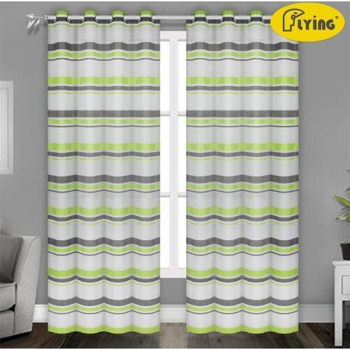 Flying European Stripe design home decoration modern curtain tulle for Living room fabrics organza sheer panel window treatment