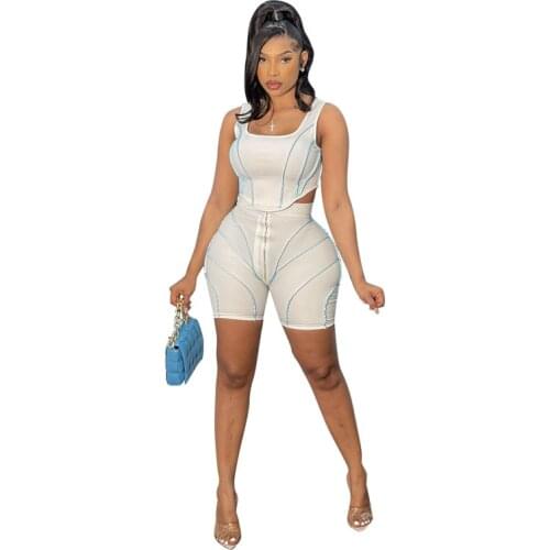 Summer Women Tracksuits Sets Casual Two Pieces Sleeveless Crop Tops and High Waist Short Pants Solid Outfits Tracksuit women