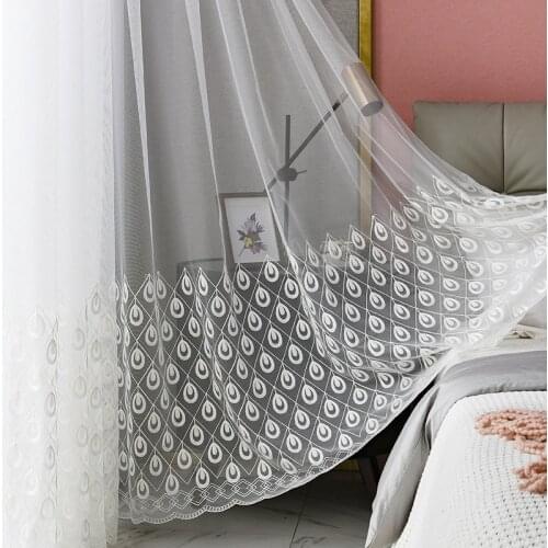 Fashion High Grade White Embroidery Elegant Tulle Curtains for Living Room Screens European Style Voile Sheer in Bedroom Windows