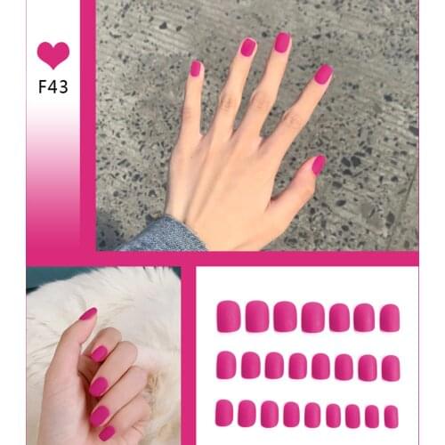 24Pcs Rose Red Fake Nails DIY Slider Acrylic Wearable Simplicity Short Paragraph Manicure Accessories Fashion Manicure Sticker