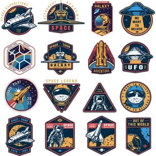 Rocket Patch Ufo Astronaut Thermo Sticker On Clothes Patches For T-Shirt Iron On Transfer For Clothing Stripes Applique Thermal