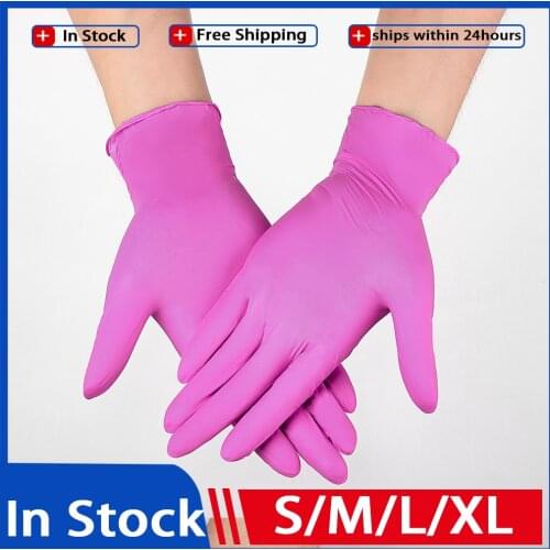 Nitrile Gloves Pink Black 100pcs/lot Food Grade Waterproof Allergy Free Disposable Work Safety Gloves Nitrile Gloves Mechanic