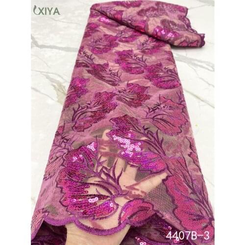 Latest African Sequin Lace Fabric Embroidery Nigerian French Tulle Lace Fabric with Sequins Mesh Lace for Woman Dress APW4407B