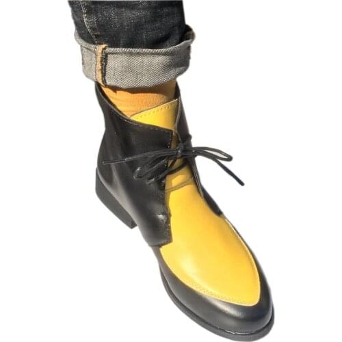 New 2021 Summer Pointed Toe Short Boots Large Size Womens Leather Boots Front Lace-up Female Boots Low-heeled Womens Boots