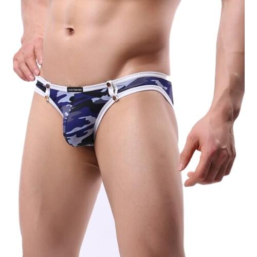 New Sexy Mens Underwear Soft Breathable Camouflage Button Briefs Sexy Panties Pouch Bikini Side Underpants Male Shorts