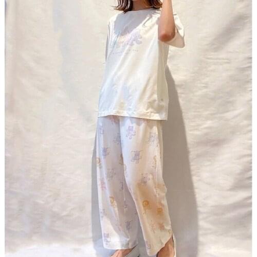 Spring new cute bear print suit, ladies bear suit, short-sleeved trousers pajamas, home suits, casual pajamas