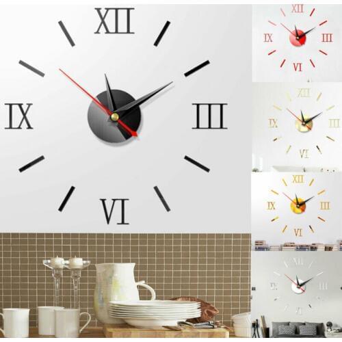 Large 400 mm 3D* Acrylic Large Wall Clock Frameless Mirror Number Sticker Modern Art Decal Decor /1UK