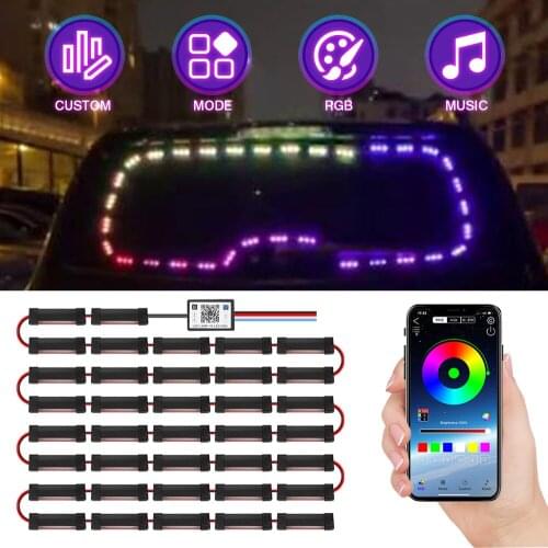 OKEEN 3M RGB Rear Windshield Atmosphere Strip Lights For Car LED Bluetooth APP Voice Control Warning Brake Decorative Tail Lamps