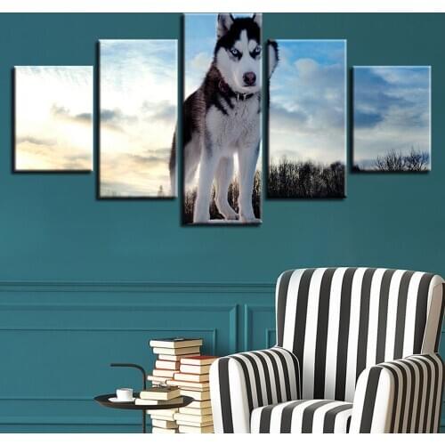 Piercing dog 5pcs Modern Home Wall Decor CanvasPicture Art HD Print Painting On Canvas for Living Room