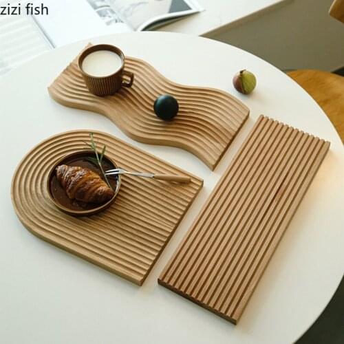 Natural Beech Wood Trays Decorative Creativity Dessert Plates Afternoon Tea Dessert Plate Saucer Jewelry Storage Display Plate