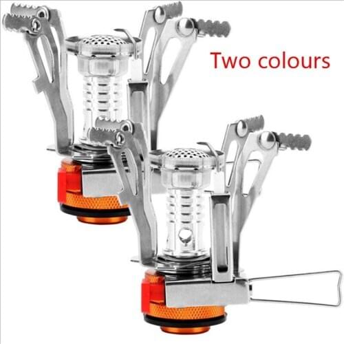 Portable Mini Gas Camping Stove Outdoor Burn-er Compact Foldable Furnace for Hiking Fishing Cooking Picnic BBQ Stove Accessories