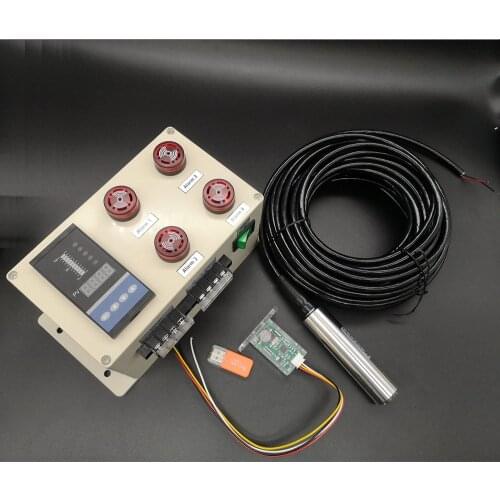 Liquid level measure meter with 4 alarm buzzer with liquid water level sensor 1m - 5m water level alarm device with data logger
