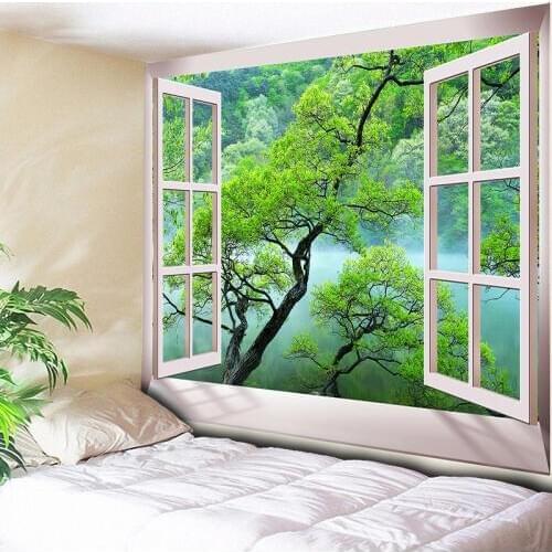 Nordic 3D Trees Tapestry Wall Hanging Bedroom Green Decorative Wall Carpet Bohemian Hippie Blanket Yoga Mat Table Cloth 200x150