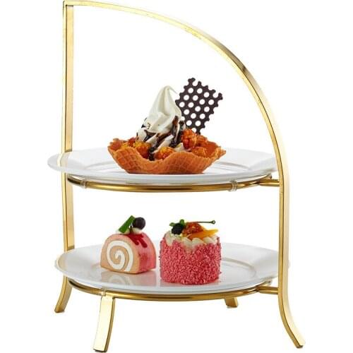 European Style Stainless Steel Three Layer Snack Rack For Afternoon Tea Dessert Rack In High-end Restaurant Fruit Tray Cake Rack