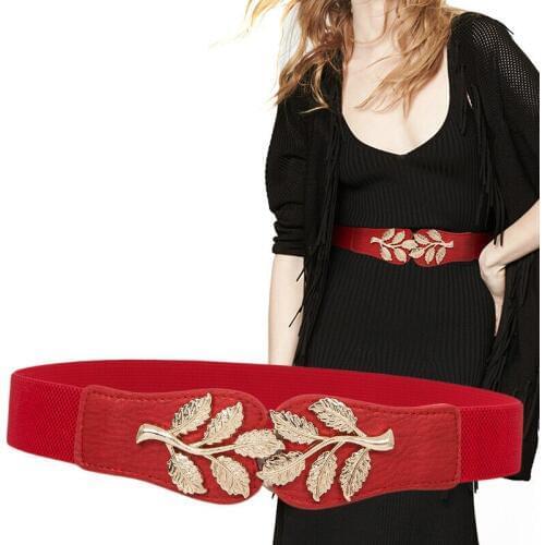 Women Belt Elastic Tight Waist Summer Dresses Decorative Fashion Leaf pattern woman waist band 63*4cm