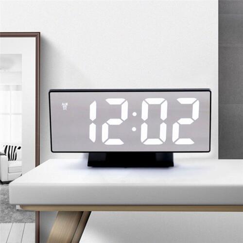 LCD Display Snooze Digital Alarm Clock For Desk Table Desktop Mirror Clock With Led Light Modern Design Decorative Home Clock