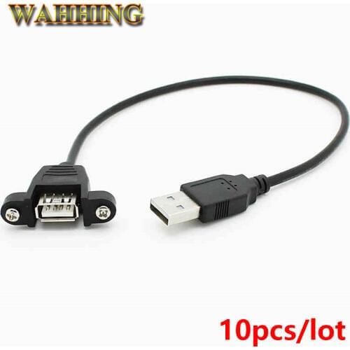 10pcs USB Male to Famale Cable USB Extension Cable Computer Motherboard Panel Mount USB Tailgate Cable With Screws 30cm HY295