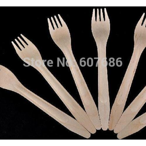 1000 Piece Wooden Wood Fork Disposable Biodegradable Cutlery Catering Party BBQ Camping Travel Wedding Birthday Supply Free Ship