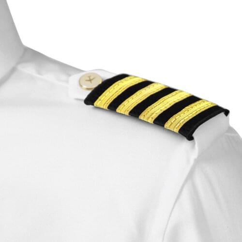 2Pcs Golden Bar Epaulets Professional Pilot Uniform Shoulder Badges Nylon Stripes Epaulettes DIY Clothing Shoulder Board Epaulet
