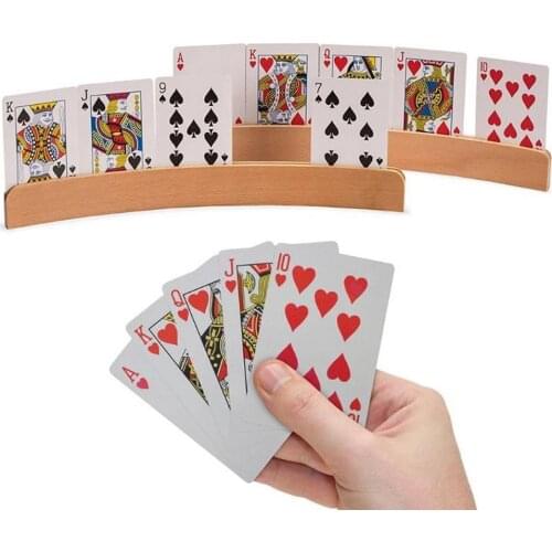 33*3.5*1CM Wooden Poker Games Card Base Free Your Hands Curved Design Card Holder Play Table Games Equipment Stable Decorative