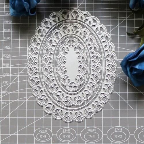 5pcs Lace Oval Frame Metal Cutting Dies for DIY Scrapbooking Album Paper Cards Decorative Crafts Embossing Die Cuts