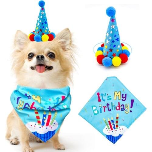 Cute Pet Dogs Birthday Caps/Bibs Sequin Design Headwear Cap Hat Cat Dog Birthday Costume Christmas Party Pets Accessories