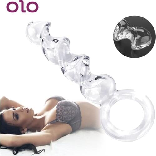 OLO Anal Plug Vagina Massage Glass Dildo Pyrex Crystal Female Masturbation Fake Long Penis Cock Sex Toys for Women