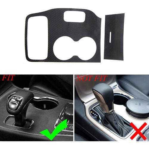 Car Interior Gear Shift Cup Holder Trim Carbon Fiber Sticker Film Fit For Grand Cherokee 2014-2015 Accessories Car Styling