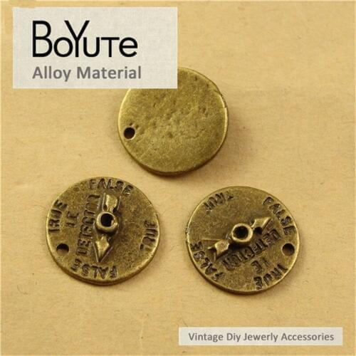 BoYuTe (60 Pieces/Lot) 15MM Vintage Style Antique Bronze Plated Zinc Alloy Polygraph Pendants Diy Jewelry Accessories Findings