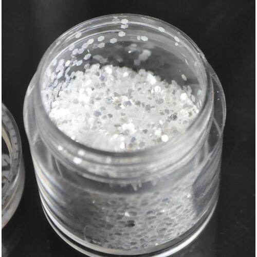 Pure Clear White Nail Art Glitter Hexagon Shape Bling Nail Art FINE GLITTER DUST UV Gel Acrylic Nails DIY Accessory N08