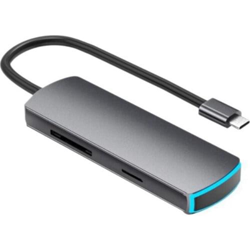 6 in 1 Docking Station HDMI-Compatible Gigabit Ethernet PD Cable RJ45 USB to HUB Converter for Macbookpro Accessories