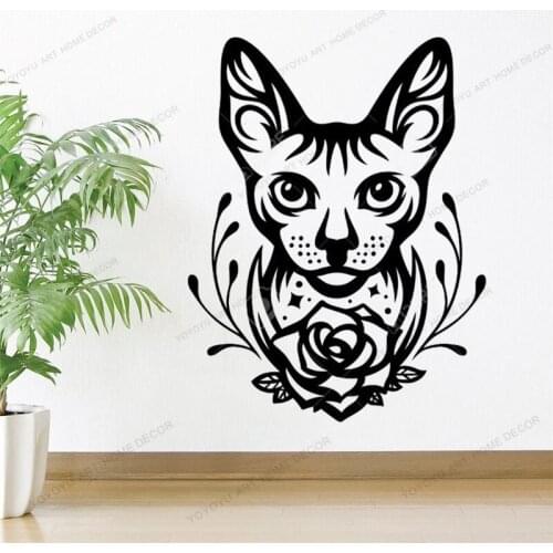 Pet Hairless Cat Sign Wall Sticker Wallpaper Animal Care Shop Art Wall MuralsWall Decals Scissors Decor Vinyl CX57