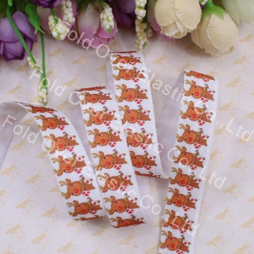 5/8" cute Davids deer fold over elastic, Heat transfer foe, Christmas foe, 100yards/lot free shipping