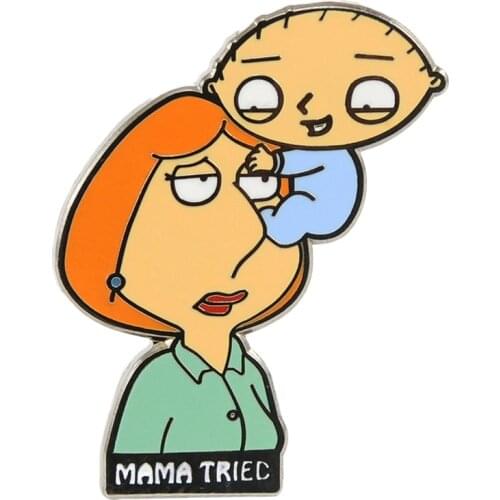 Peter Griffin Lois And Stewie Meme Enamel Brooch American Comedy Cartoon Badge Anime Pin