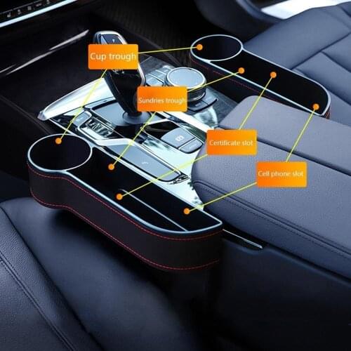 Car Seat Gap Slit Pocket Catcher Organizer PU Leather Storage Box Phone Wallet Bottle Cups Holder Auto Car Interior Accessories