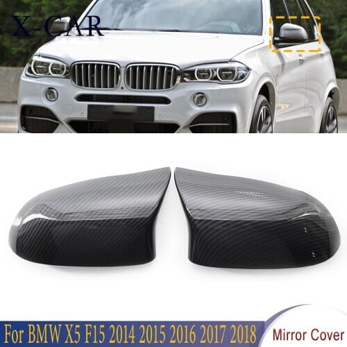 X-CAR 1Pair Carbon Fiber Style Front Side Rearview Mirror Cap Cover Car Accessories For BMW X5 F15 2014 2015 2016 2017 2018