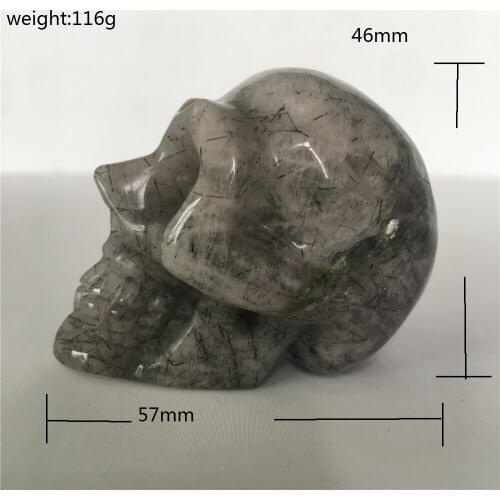 Natural hair quartz crystal skull gift home collection Living room Feng shui furnishing articles Halloween and Christmas gifts