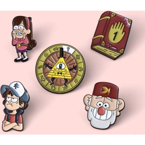 Cartoon Funny Magic Book Metal Enamel Brooch Fashion Creative Turntable Boy Girl Badge Cute Lapel Backpack Jewelry Accessories